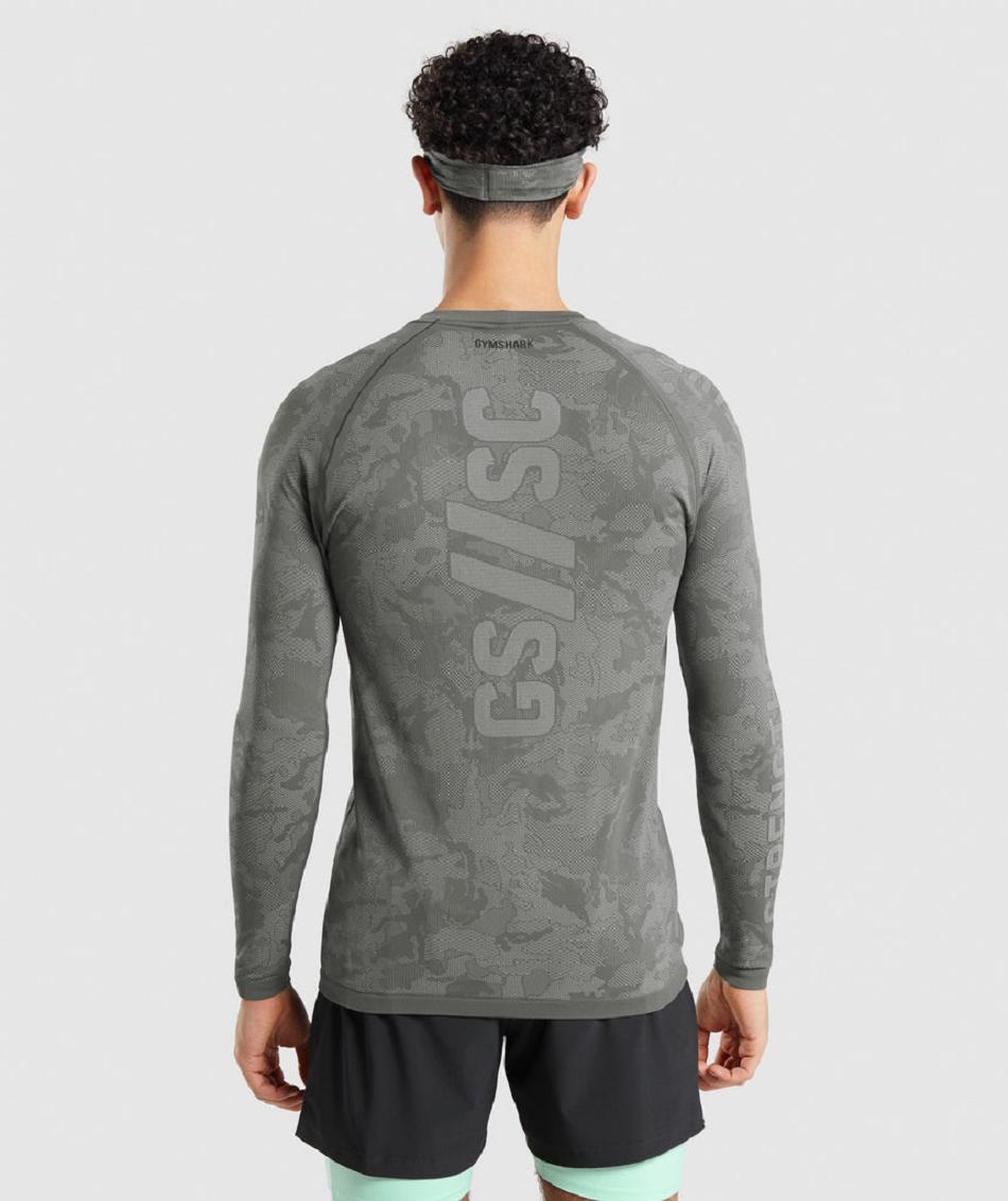 Long Sleeve Gymshark Gymshark//Steve Cook Seamless Hombre Gris | CO 3542ZUT